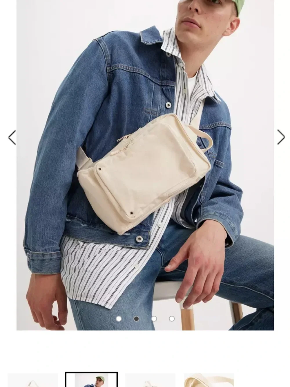 Levi's Cream Canvas Zip Sling Bag